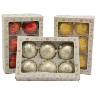 Bombki szklane 6szt 80mm dekorowane mix